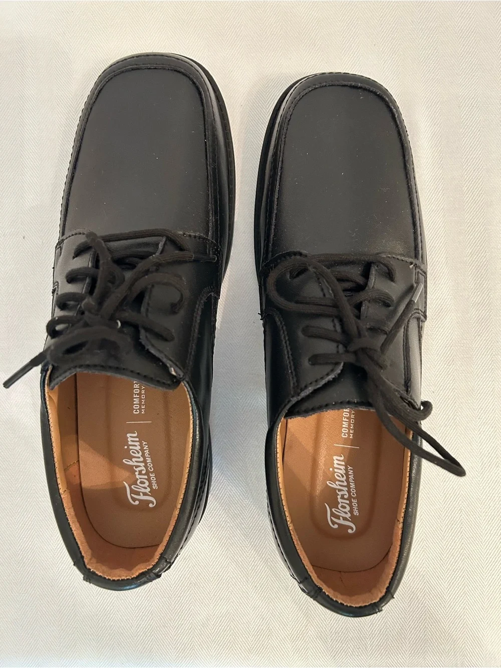 Big Boys Florsheim Billings Jr. II Black Leather Moc Toe Lace-Up Oxfords 6 Wide